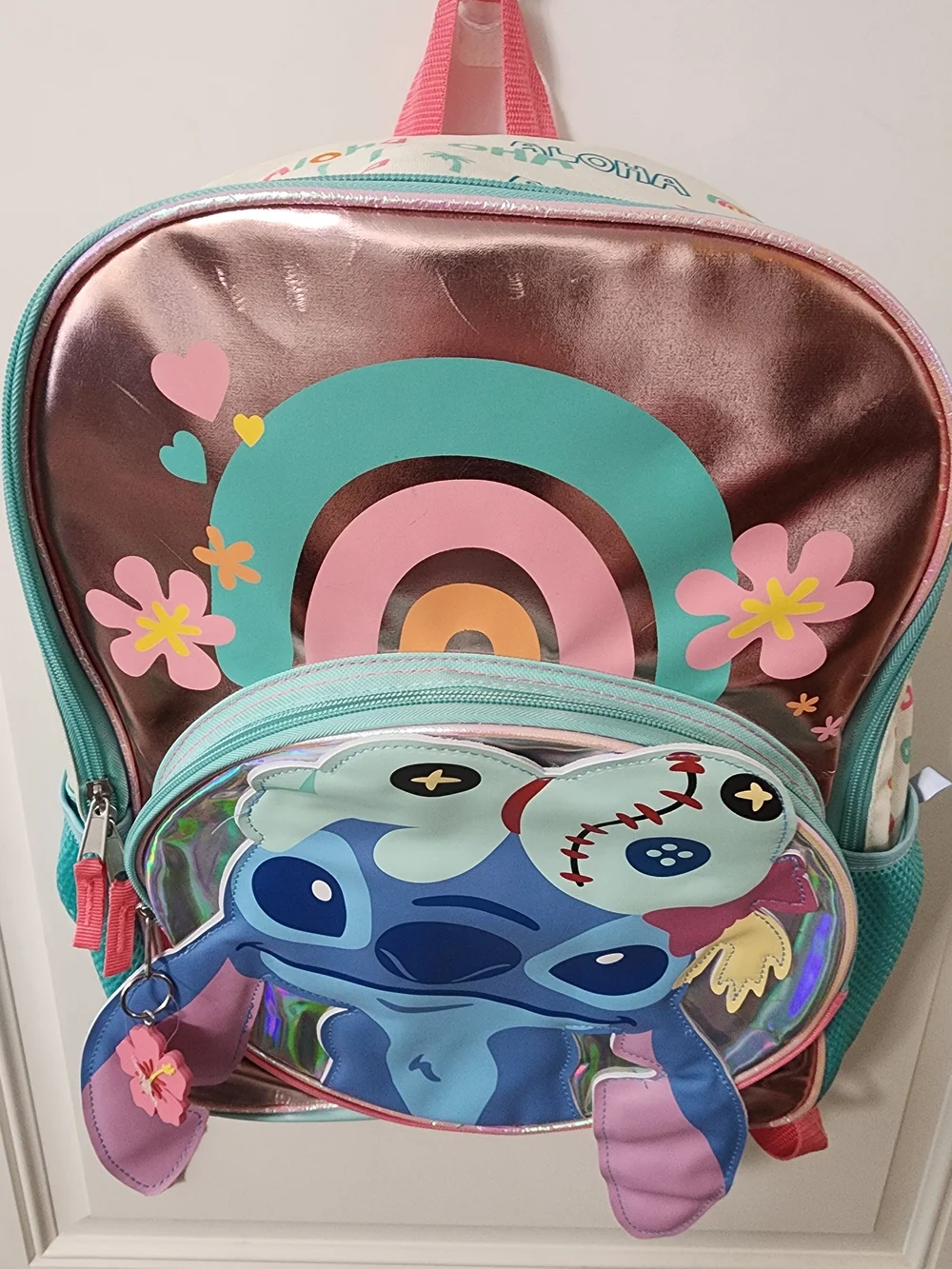 Disney Stitch Scrump Holographic Rainbow Kids Backpack Bioworld